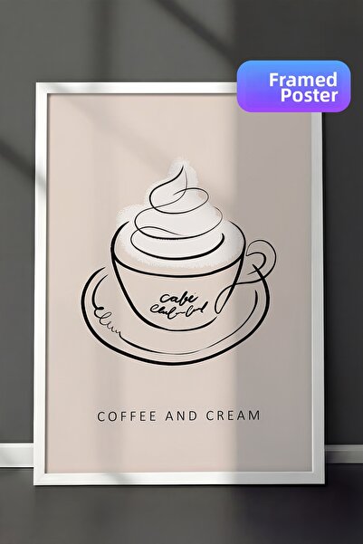 Postifull Pictură înrămată cu cafea și smântână, cadru alb și poster, pictură...