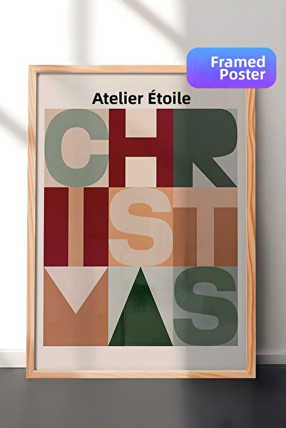 Postifull Tablou cu rama din lemn, poster de Anul Nou, decor de Anul Nou, ser...