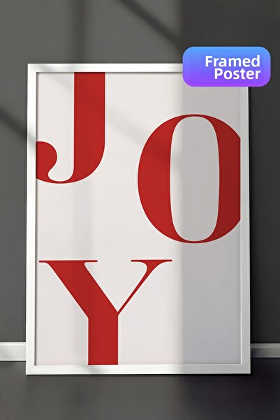 Postifull Pictură de Anul Nou Joy in Red, cadru alb și poster, pictură vertic...