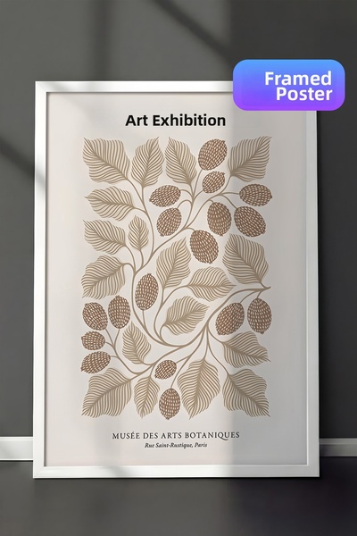 Postifull Tablou cu rama albă, set de poster și rame, seria Arts Botaniques C...