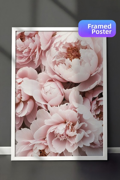 Postifull Pictură înrămată cu cadru Pink Peony Dream, cadru alb și poster, pi...
