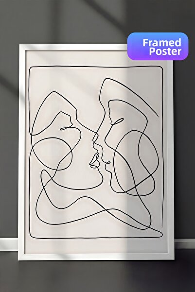 Postifull Картина с бяла рамка, стенопис, One Line Art No. 3 Comfort Series N...