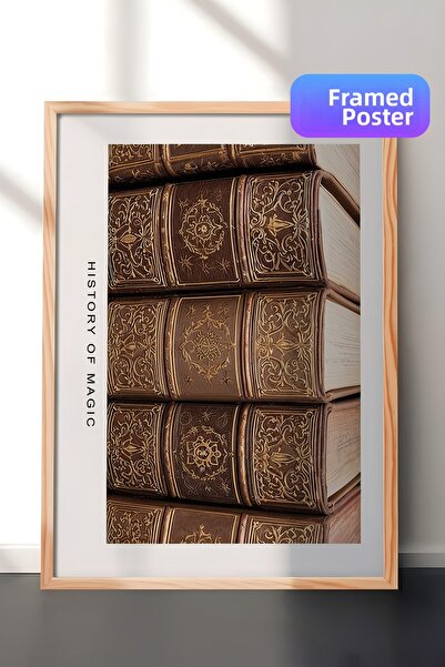 Postifull Pictură înrămată cu cărți magice, cadru din lemn și poster, pictură...