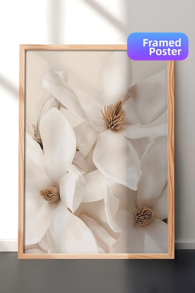 Postifull Pictură înrămată cu magnolie înrămată, cadru din lemn și poster, pi...