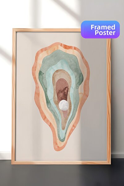 Postifull Pictură în acuarelă cu cadru de lemn și poster, pictură de perete S...