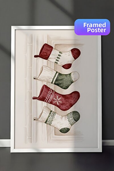 Postifull Tablou cu ramă albă, poster de Crăciun, Home Is Wherever We're Toge...