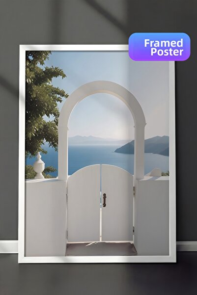 Postifull Εικόνα με Πλαίσιο Μεσογειακής Πόρτας, Κάθετη Ζωγραφική Τοίχων Comfo...