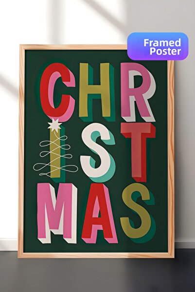 Postifull Tablou cu rama din lemn, poster de Anul Nou, decor de Anul Nou, ser...