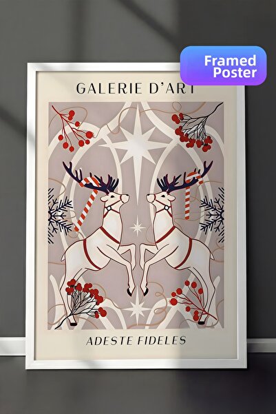 Postifull Tablou cu rama alba, poster de Anul Nou, decor de Anul Nou, Holiday...