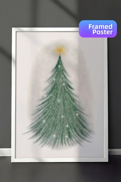 Postifull Tablou cu rama alba, poster de Anul Nou cu rama, seria Sparkling Ch...