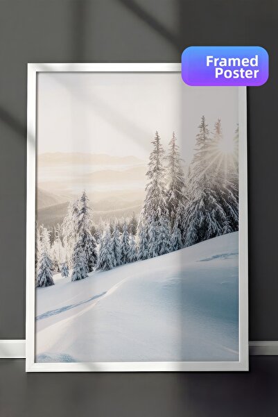 Postifull Pictură înrămată Winter Sunrise, cadru alb și poster, pictură mural...