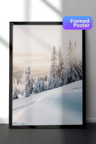 Postifull Pictură înrămată Winter Sunrise, cadru negru și poster, pictură mur...