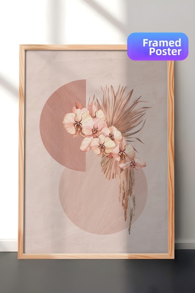 Postifull Pictură înrămată cu forme și flori botanice, pictură verticală pe p...