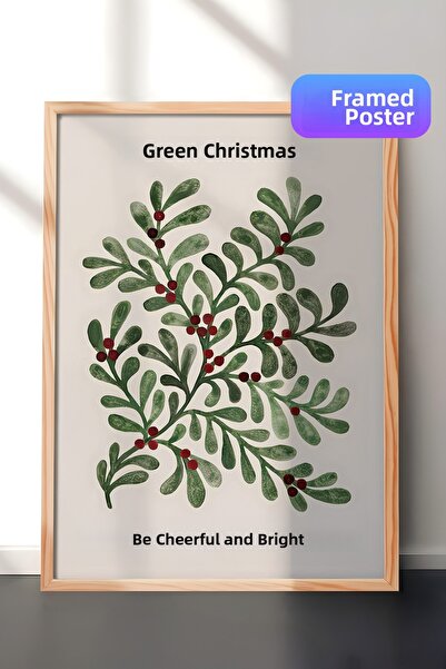 Postifull Tablou cu rama din lemn, poster de Anul Nou, decor de Anul Nou, ser...