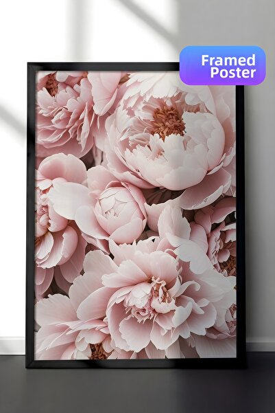 Postifull Pictură înrămată Pink Peony Dream, cadru negru și poster, pictură d...