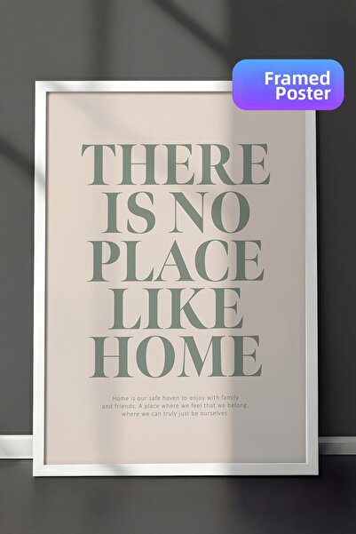 Postifull Tablou cu ramă albă, set de poster și rame, There Is No Place Like ...