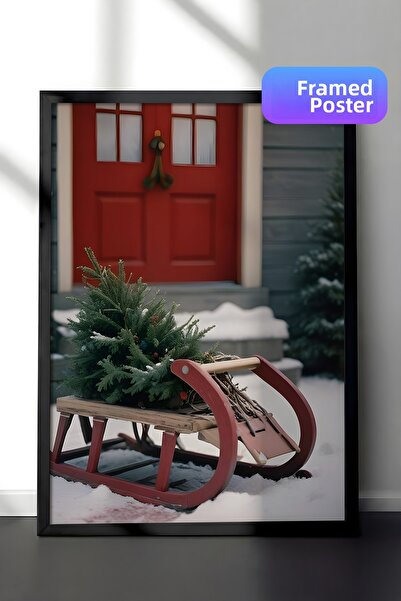 Postifull Tablou cu rama neagra, poster de Anul Nou, decor de Anul Nou, serie...