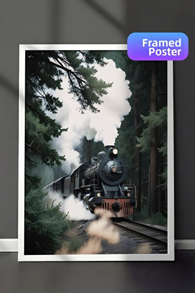 Postifull Магическа картина с парна локомотива в рамка, вертикална картина за...