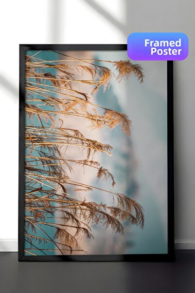 Postifull Ζωγραφική με κορνίζα Reeds by the Lake, Μαύρος κορνίζα και αφίσα, Ζ...