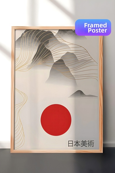 Postifull Tablou cu rama din lemn, set de postere si rame, seria Mountains Ja...