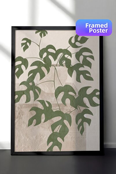 Postifull Pictură înrămată cu ilustrație Monstera, pictură verticală pe peret...