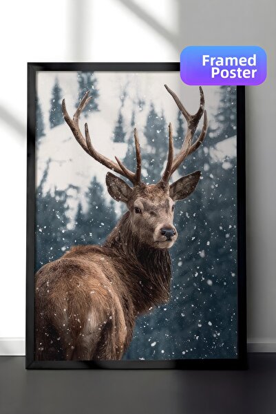 Postifull Ζωγραφική με κορνίζα με κόκκινο αλκέ στη χιονισμένη χιονισμένη οροσ...