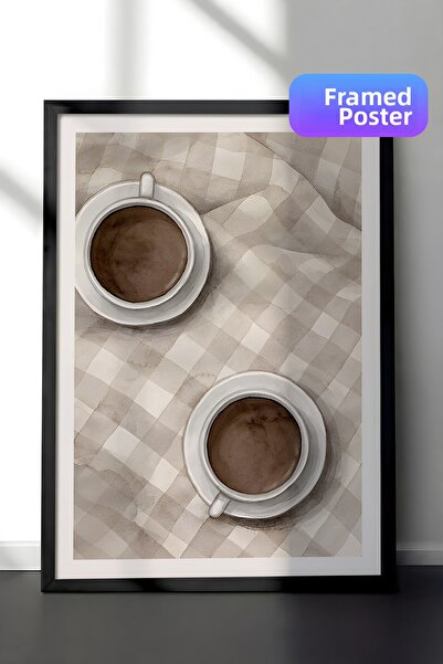 Postifull Tablou cu rama neagra, set de postere si rame, seria Cups of Coffee...