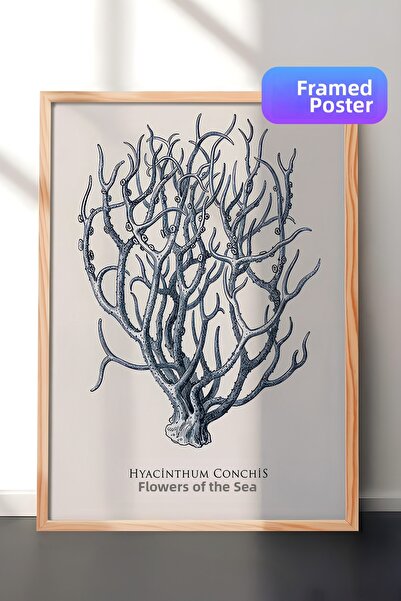 Postifull Pictură înrămată cu corali albaștri, cadru din lemn și poster, pict...