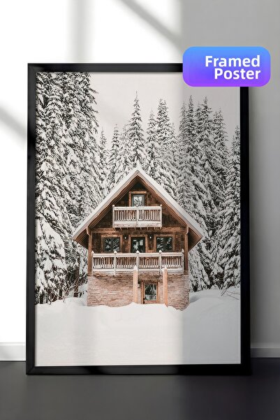 Postifull Празнична кабина в рамка, черна рамка и постер, вертикална картина ...