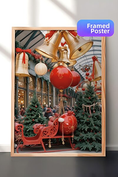 Postifull Картина с дървена рамка, новогодишен плакат, новогодишна украса, ко...