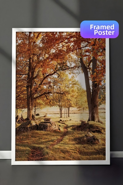 Postifull Pictură în rame din pânză Warm Grove, cadru alb și poster, pictură ...