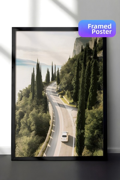 Postifull Pictură înrămată Garda Road, cadru negru și poster, pictură vertica...