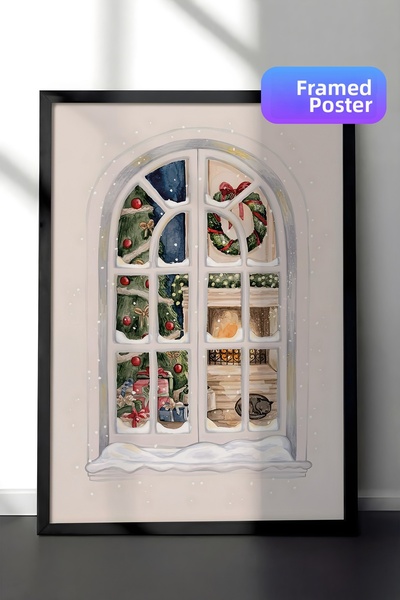 Postifull Πίνακας με μαύρο πλαίσιο, Πρωτοχρονιάτικη αφίσα, Πρωτοχρονιάτικη δι...