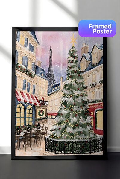 Postifull Tablou cu rama neagra, poster de Anul Nou, decor de Anul Nou, seria...