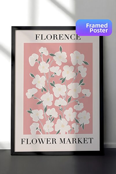 Postifull Tablou înrămat cu flori, cadru negru și poster, pictură verticală p...