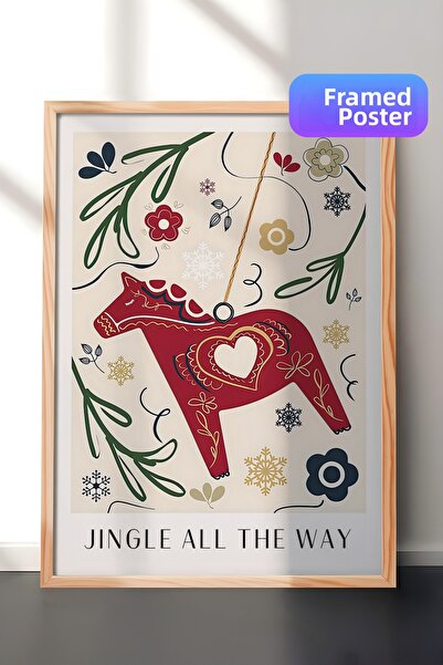 Postifull Дървена рамка за снимка, коледна постер, коледна украса, Jingle All...