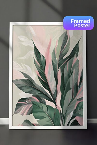 Postifull Pictură înrămată cu plante acrilice, cadru alb și poster, pictură v...