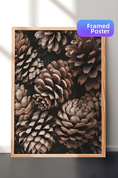 Postifull Tablou înrămat cu conuri de pin, cadru din lemn și poster, pictură ...