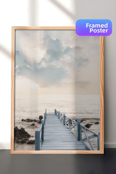 Postifull Pictură înrămată Jetty at Sunrise, cadru din lemn și poster, pictur...