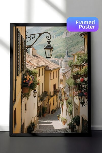 Postifull Pictură înrămată cu scară către oceanul, cadru negru și poster, pic...