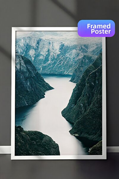 Postifull Pictură înrămată cu natură scandinavă, cadru alb și poster, pictură...