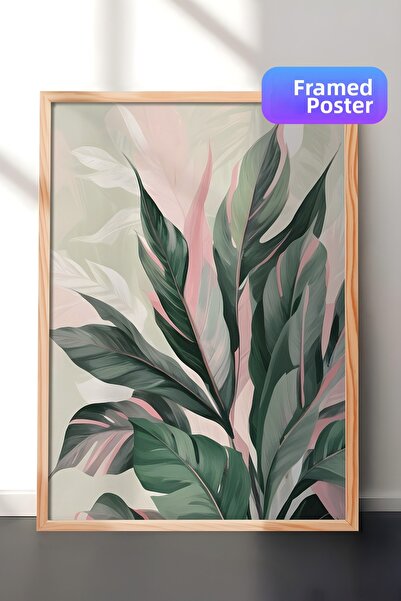 Postifull Pictură înrămată cu plante din acril, cadru din lemn și poster, pic...