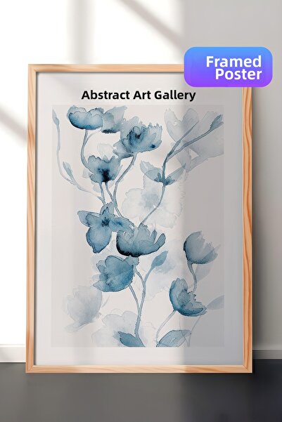 Postifull Pictură înrămată Fleurs Bleues No1, cadru din lemn și poster, pictu...