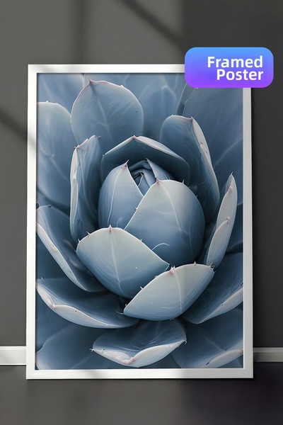Postifull Pictură înrămată cu cactus albastru, cadru alb și poster, pictură v...