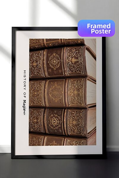 Postifull Tablou înrămat cu cărți magice, cadru negru și poster, pictură oriz...