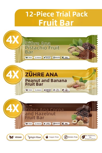 Zühre Ana باقة تجريبية من ألواح الفاكهة 35 جرام × 12 قطعة 3 أنواع