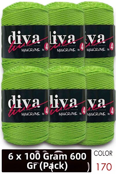 Diva İplik خيط مكرامية ديفا سميك (رقم: 4) 170 لون فستق (عبوة من 6 قطع)