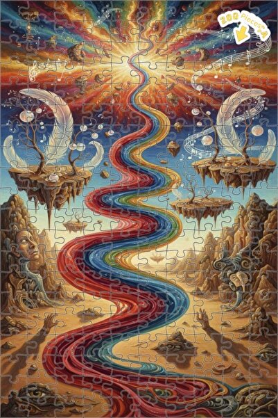 Teona Ahşap لوحة فنية من مجموعة رينبو ستريم، لغز خشبي بإطار مزدوج الطبقات، 20...