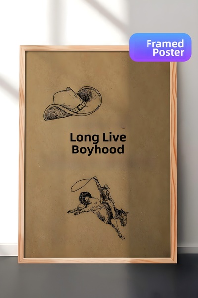 Postifull لوحة بإطار خشبي، Long Live Boyhood، لوحة خشبية للمطبخ من سلسلة Comf...