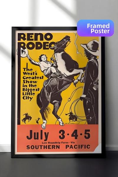 Postifull لوحة بإطار أسود، Reno Rodeo Retro، لوحة حائط للمطبخ من سلسلة Comfor...